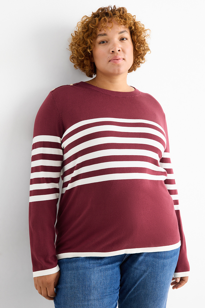 C&A Pullover-gestreift, Rot, Größe: 3XL