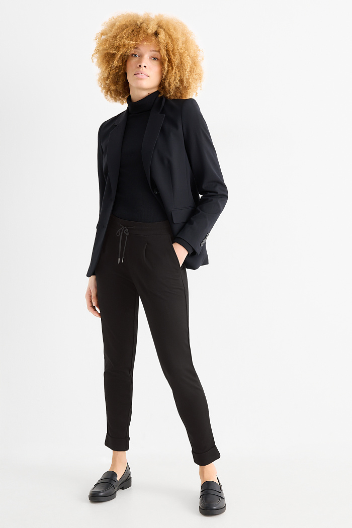 C&A Jersey-Hose-Mid Waist-Tapered Fit, Schwarz, Größe: 46