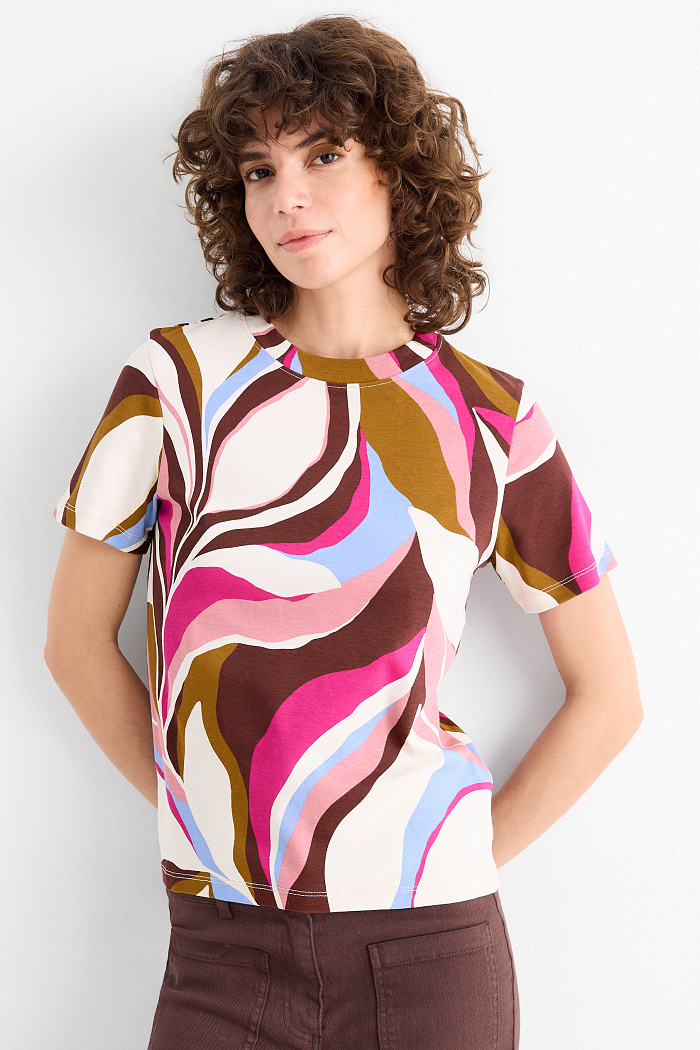 C&A T-Shirt-Relaxed Fit-gemustert, Braun, Größe: S