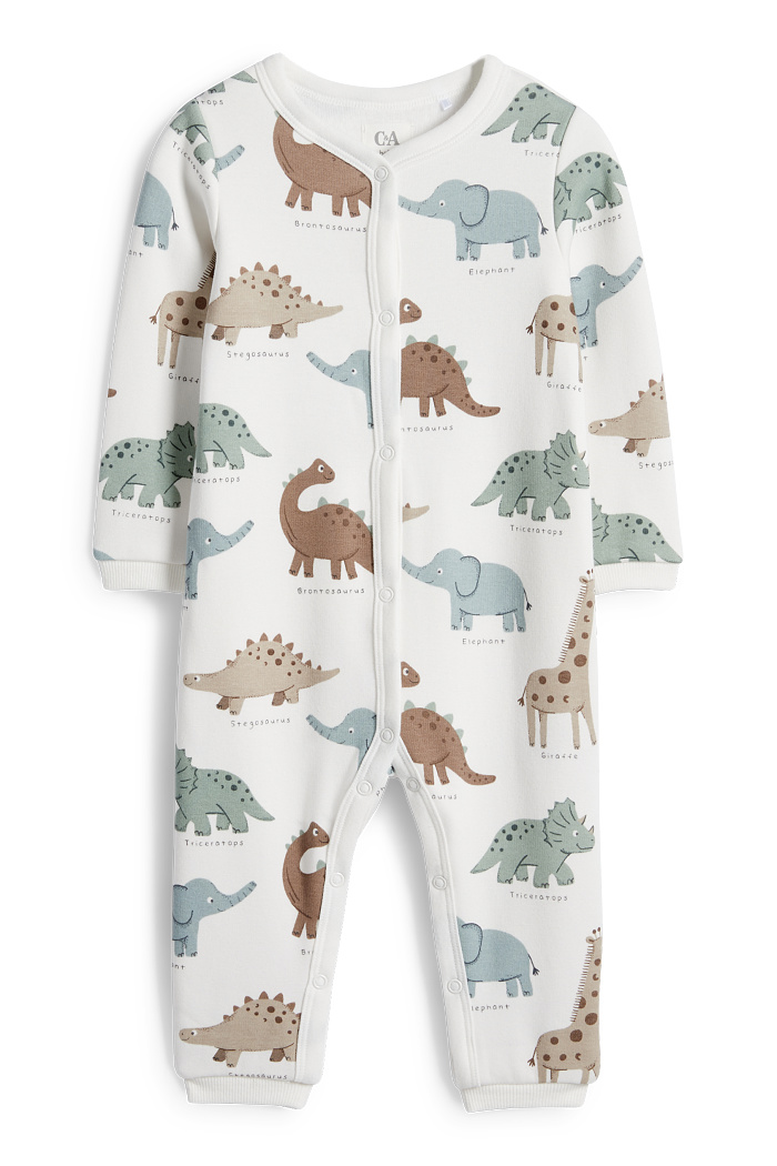 C&A Dino und Elefant-Baby-Schlafanzug, Weiß, Größe: 98