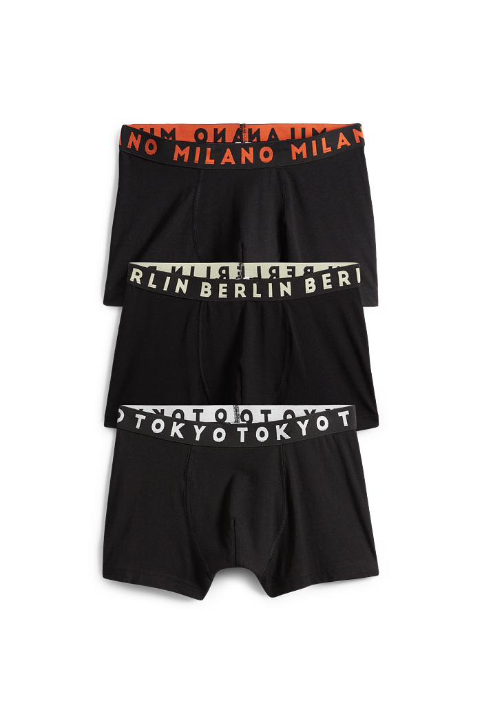 C&A Multipack 3er-Städte-Boxershorts, Schwarz, Größe: 146-152