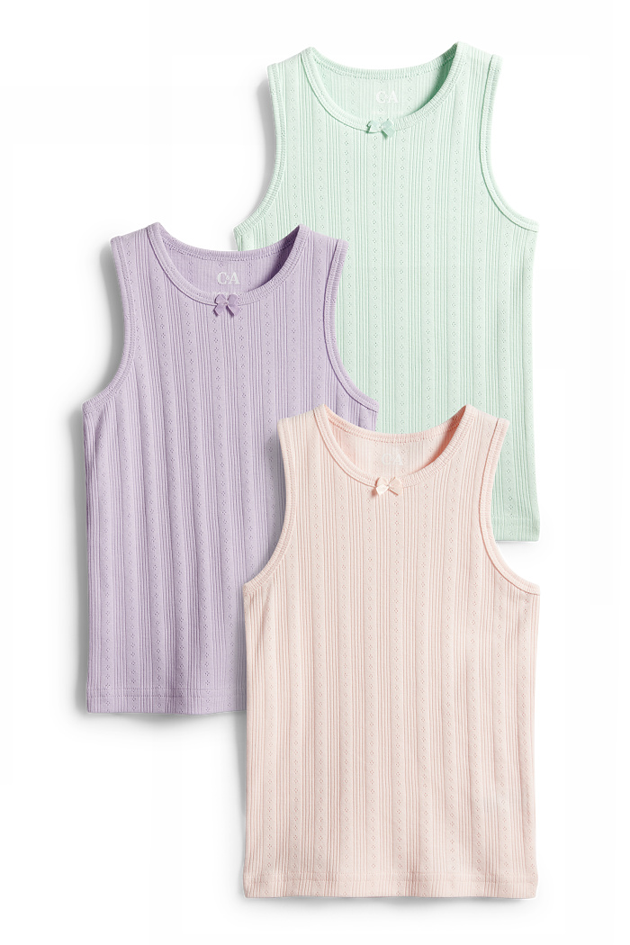 C&A Multipack 3er-Pointelle-Singlet, Grün, Größe: 110-116