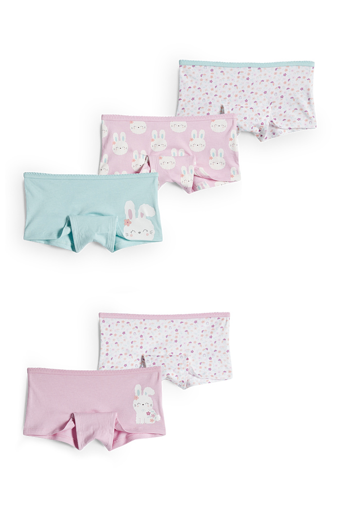 C&A Multipack 5er-Hase und Blume-Boxershorts, Rosa, Größe: 134-140