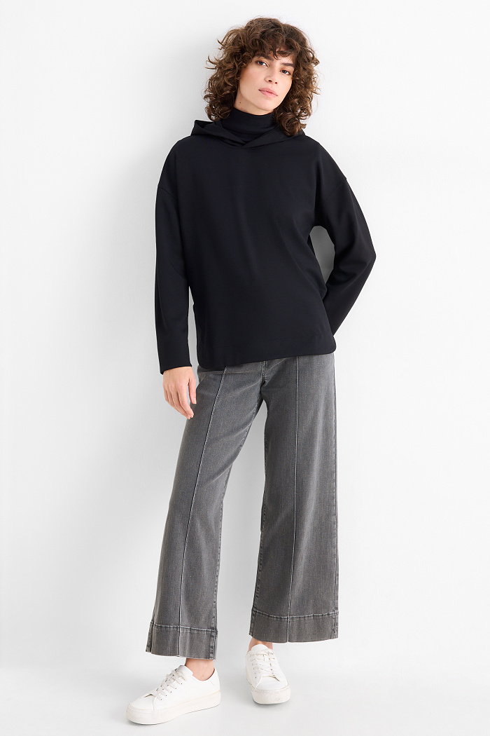 C&A Wide Leg Jeans-High Waist, Grau, Größe: 34