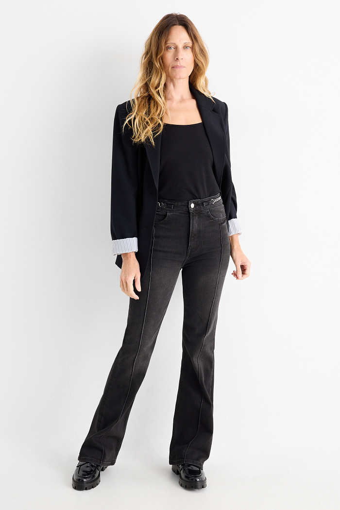 C&A Flared Jeans-High Waist, Grau, Größe: 38