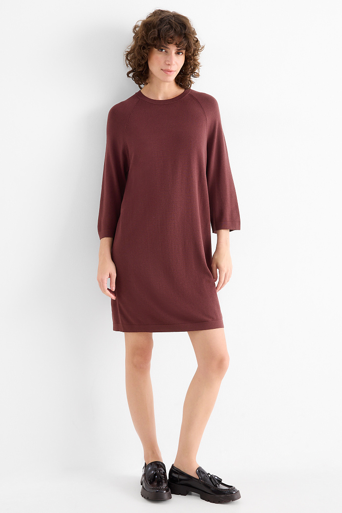 C&A Strickkleid-Straight Fit, Rot, Größe: M