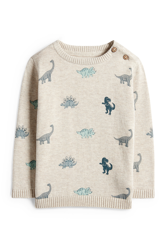 C&A Dino-Baby-Pullover, Beige, Größe: 86