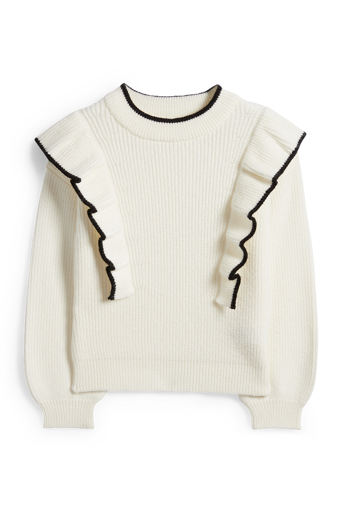 C&A Pullover-gerippt, Weiß, Größe: 110