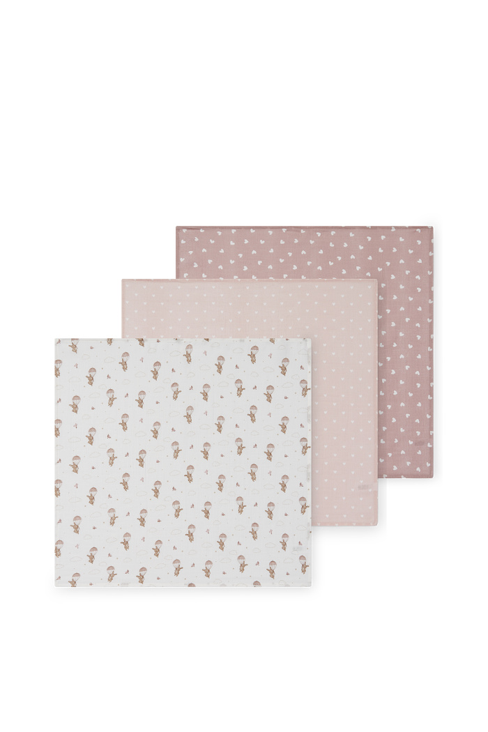 C&A Multipack 3er-Häschen und Herzchen-Baby-Musselin-Tuch, Rosa, Größe: 1 size