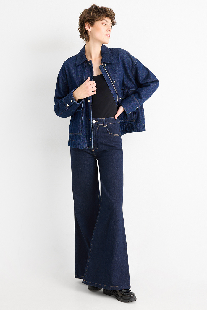 C&A Flared Jeans-High Waist, Blau, Größe: 34