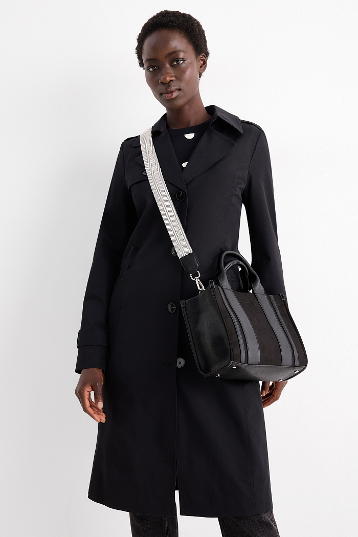 C&A Kleiner Shopper abnehmbarem Taschengurt-Lederimitat, Schwarz, Größe: 1 size