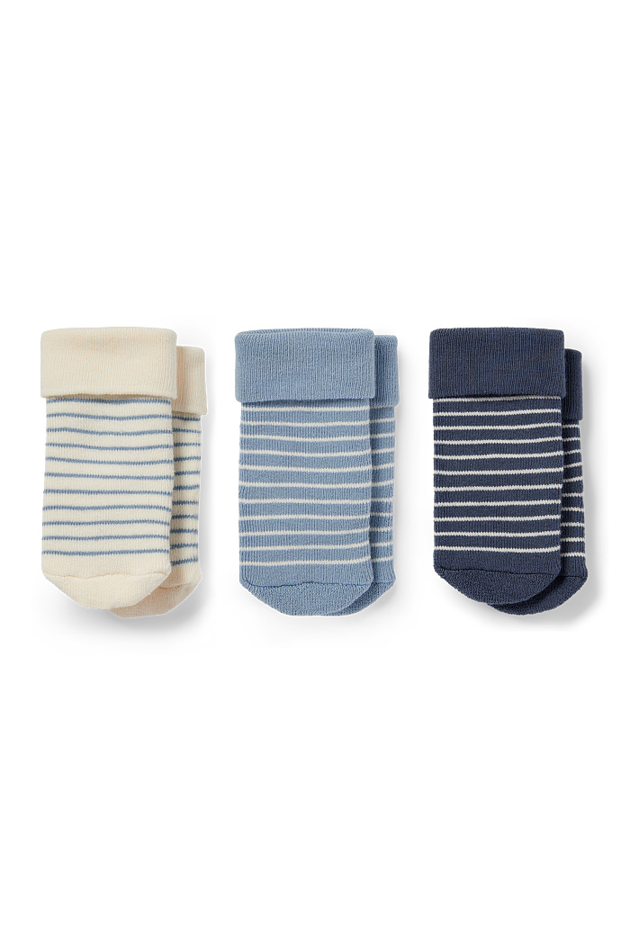 C&A Multipack 3er-Erstlings-Socken-gestreift, Weiß, Größe: 10-11