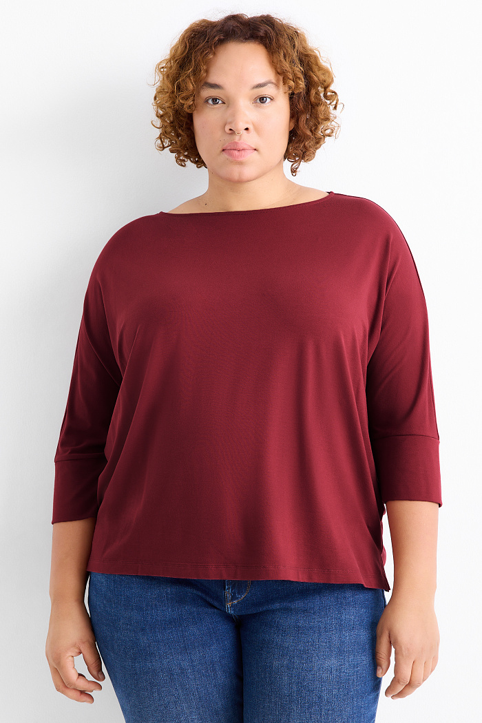 C&A Langarmshirt-Regular Fit, Rot, Größe: 3XL