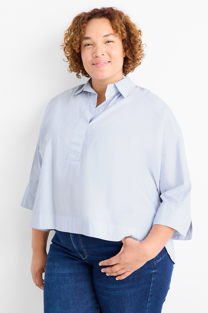 C&A Bluse mit V-Ausschnitt, Blau, Größe: 56