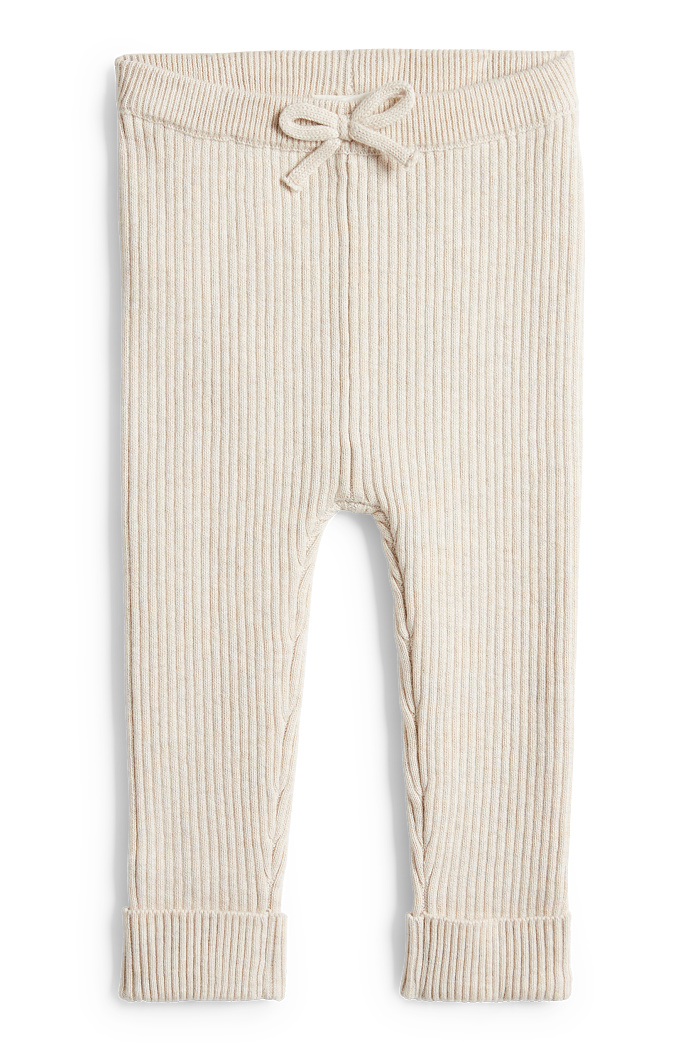 C&A Baby-Strick-Leggings-gerippt, Beige, Größe: 104