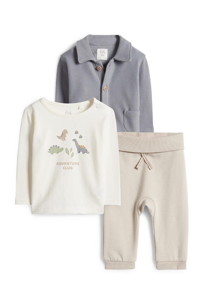 C&A Dino-Baby-Outfit-3 teilig, Weiß, Größe: 50