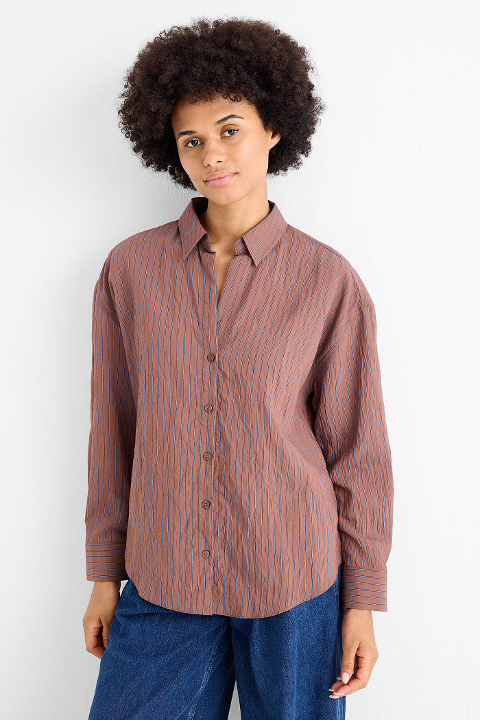 C&A Bluse-gestreift, Braun, Größe: 36