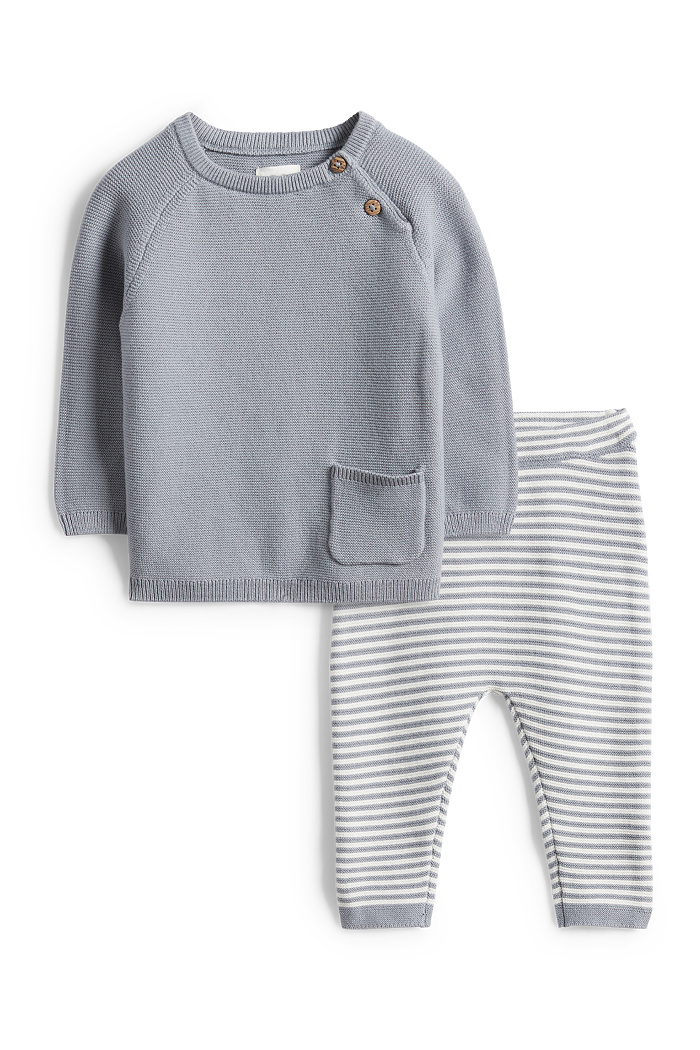 C&A Baby-Outfit-2 teilig, Grau, Größe: 50