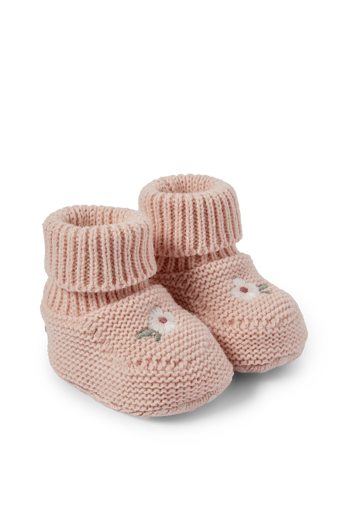 C&A Blümchen-Baby-Krabbelschuhe, Rosa, Größe: 14-15
