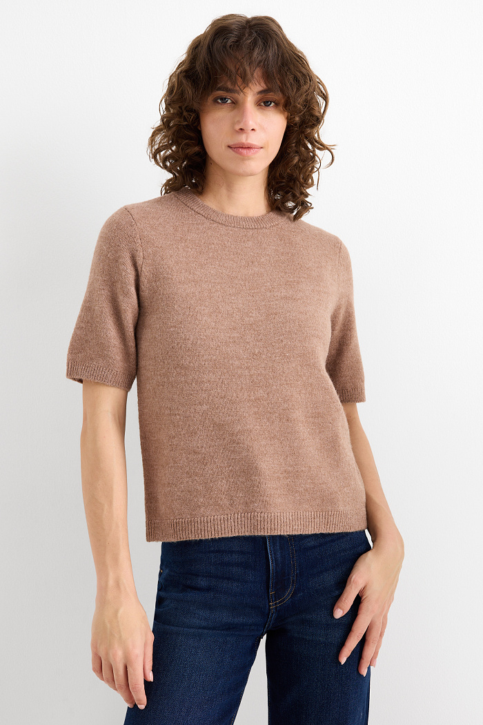 C&A Strickpullover-kurzarm, Beige, Größe: S