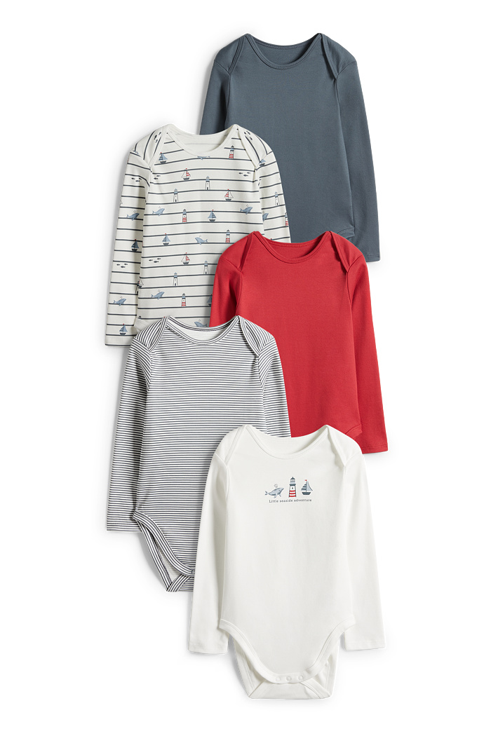 C&A Multipack 5er-Meer-Baby-Body, Grau, Größe: 68
