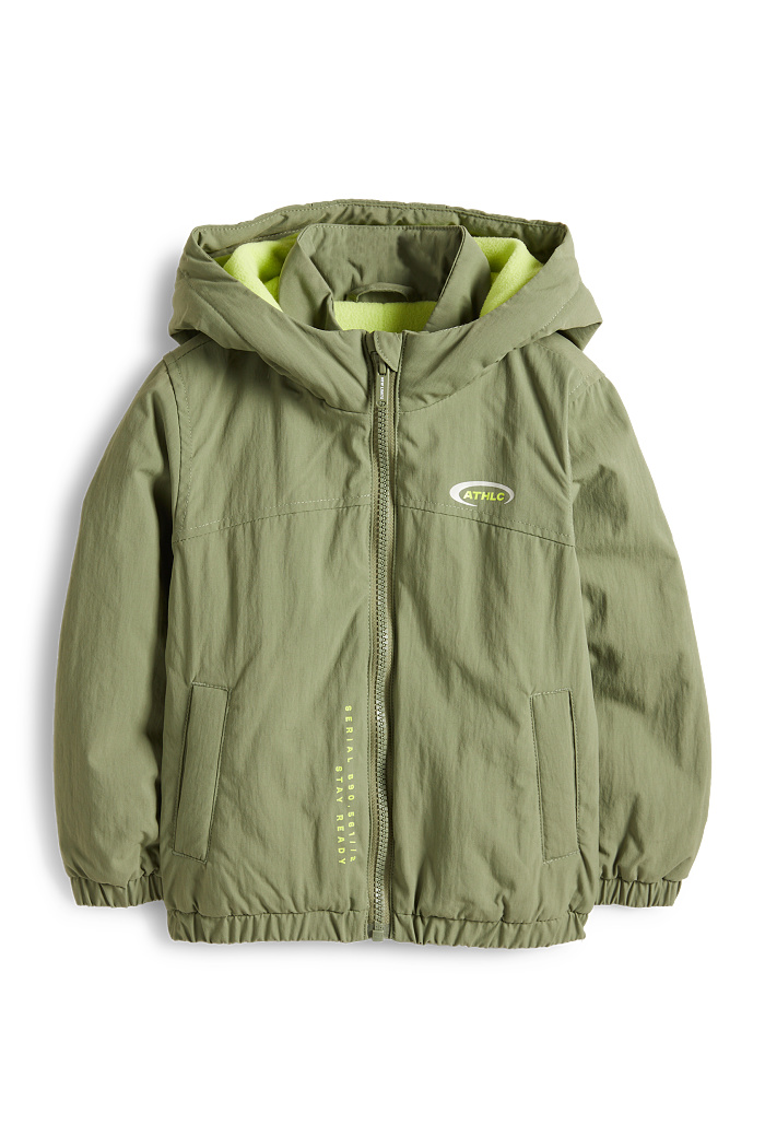 C&A Jacke mit Kapuze-gefüttert-wasserabweisend, Grün, Größe: 110