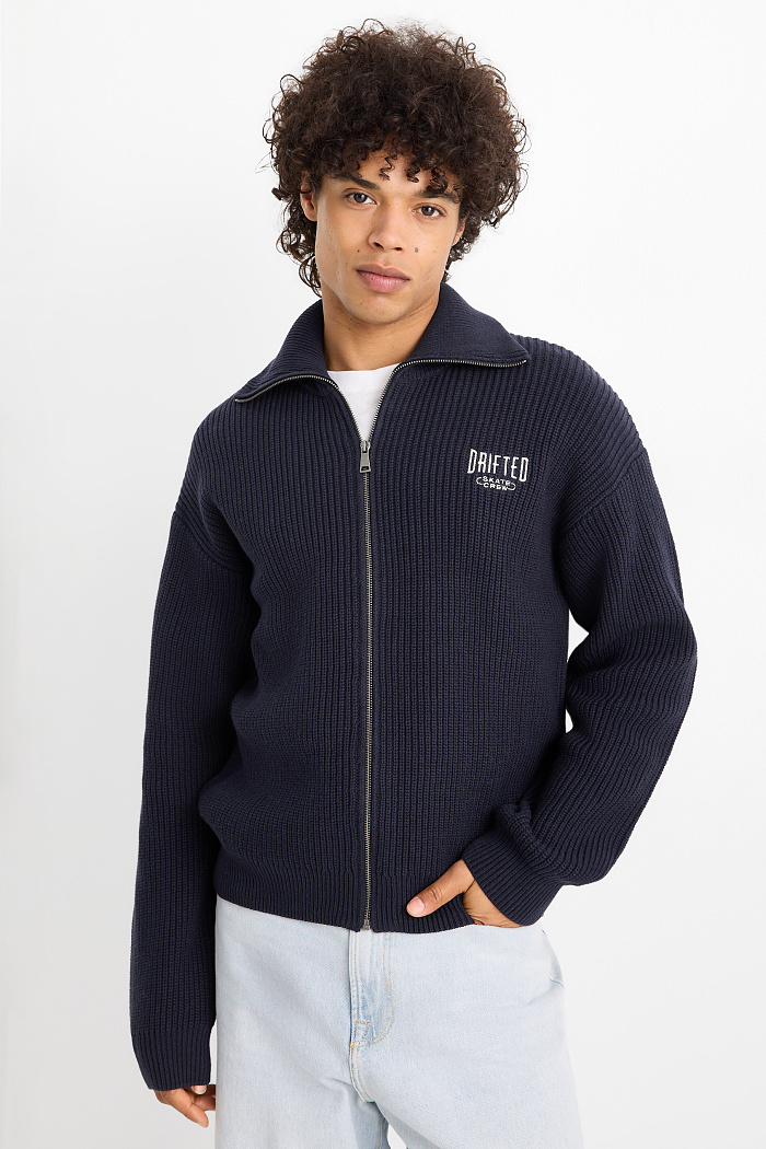 C&A Strickjacke-gerippt, Blau, Größe: L