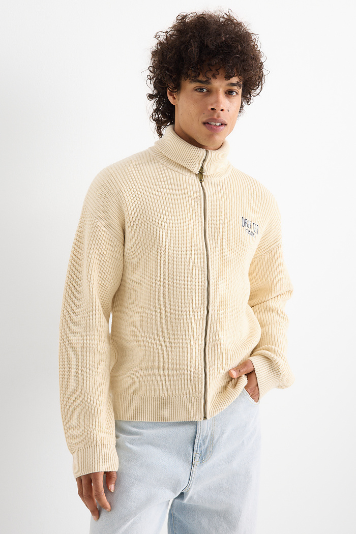 C&A Strickjacke-gerippt, Weiß, Größe: L