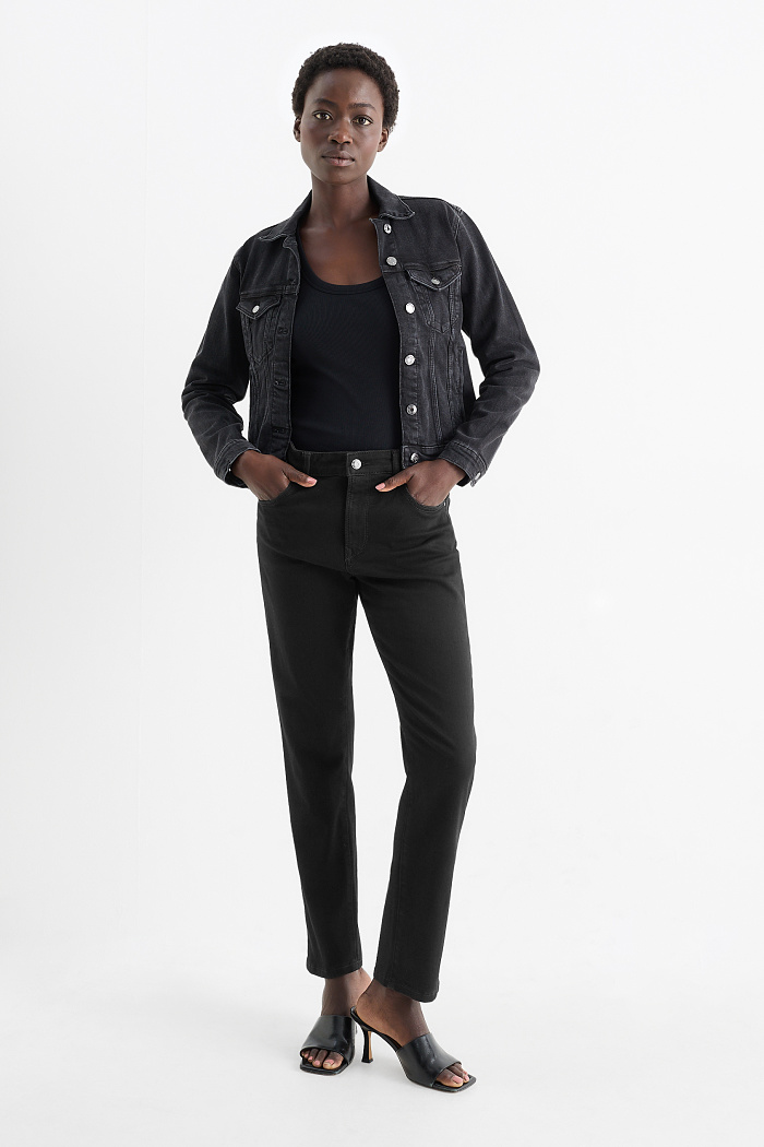 C&A Slim Jeans-Mid Waist-Shaping-Jeans-LYCRA , Schwarz, Größe: 38 Lang