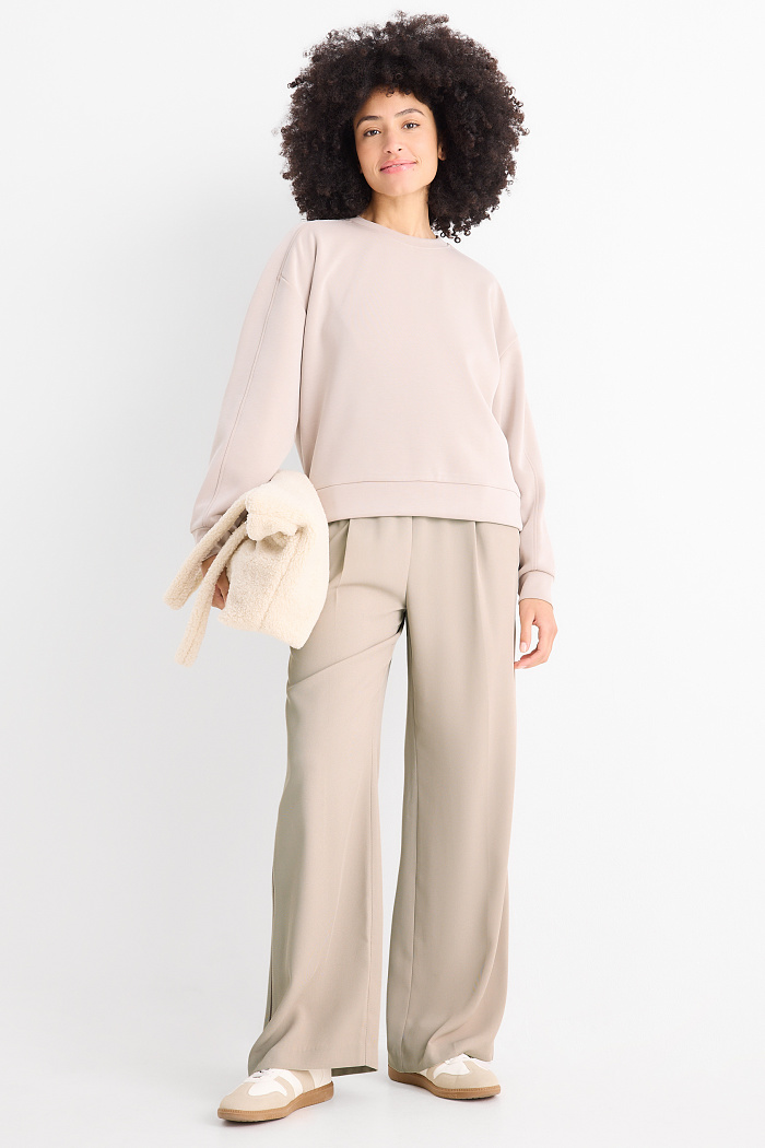 C&A Stoffhose-High Waist-Wide Leg, Beige, Größe: 46