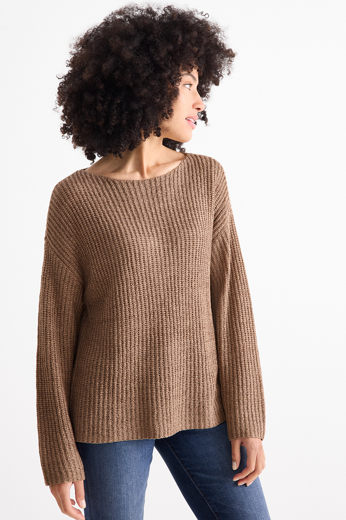 C&A Pullover-gerippt, Beige, Größe: M