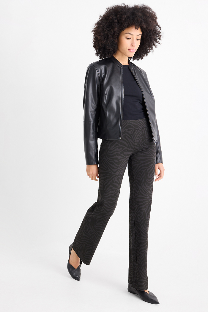 C&A Straight-Leggings-gemustert, Schwarz, Größe: 2XL