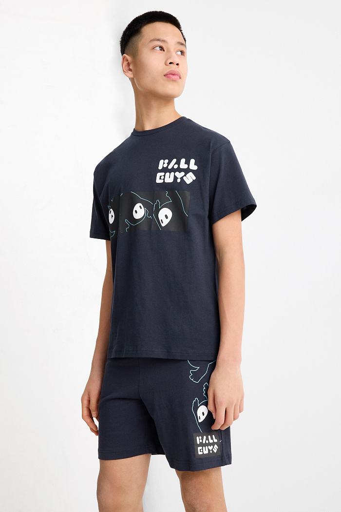 C&A Fall Guys-Shorty-Pyjama-2 teilig, Blau, Größe: 164