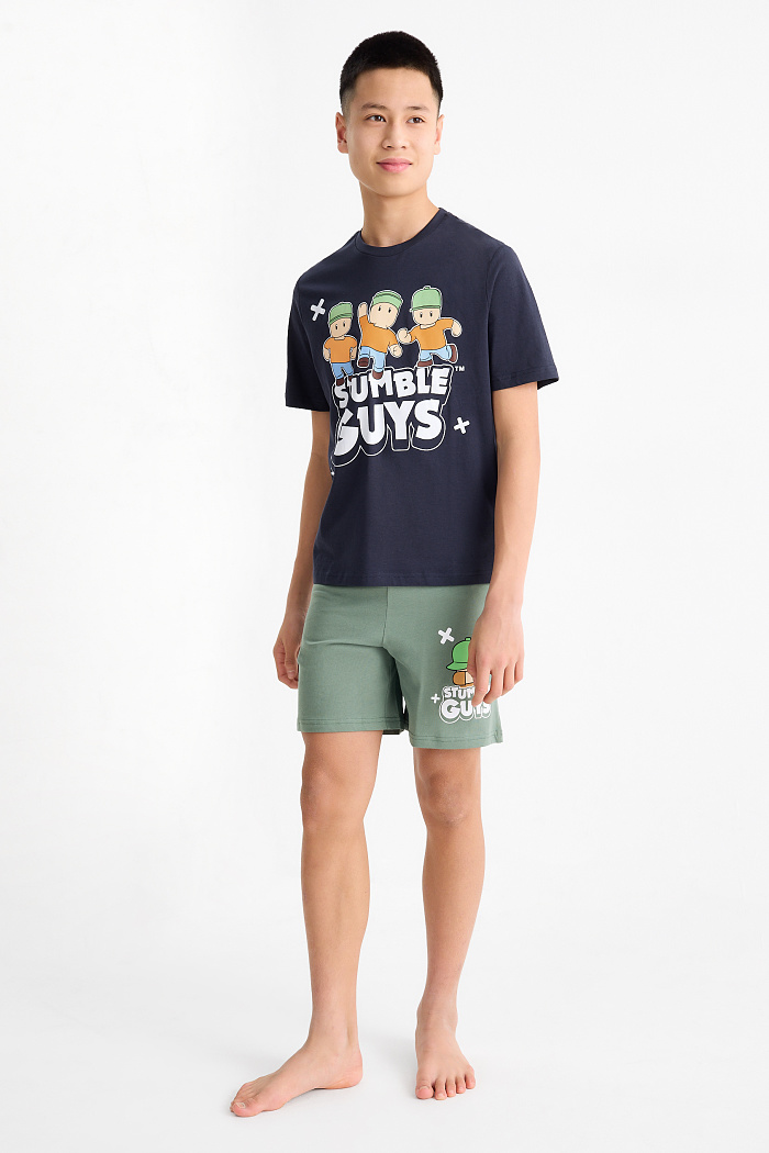 C&A Stumble Guys-Shorty-Pyjama-2 teilig, Blau, Größe: 158