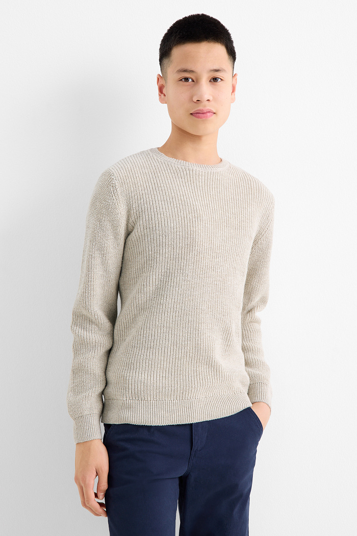 C&A Pullover-gerippt, Beige, Größe: 110