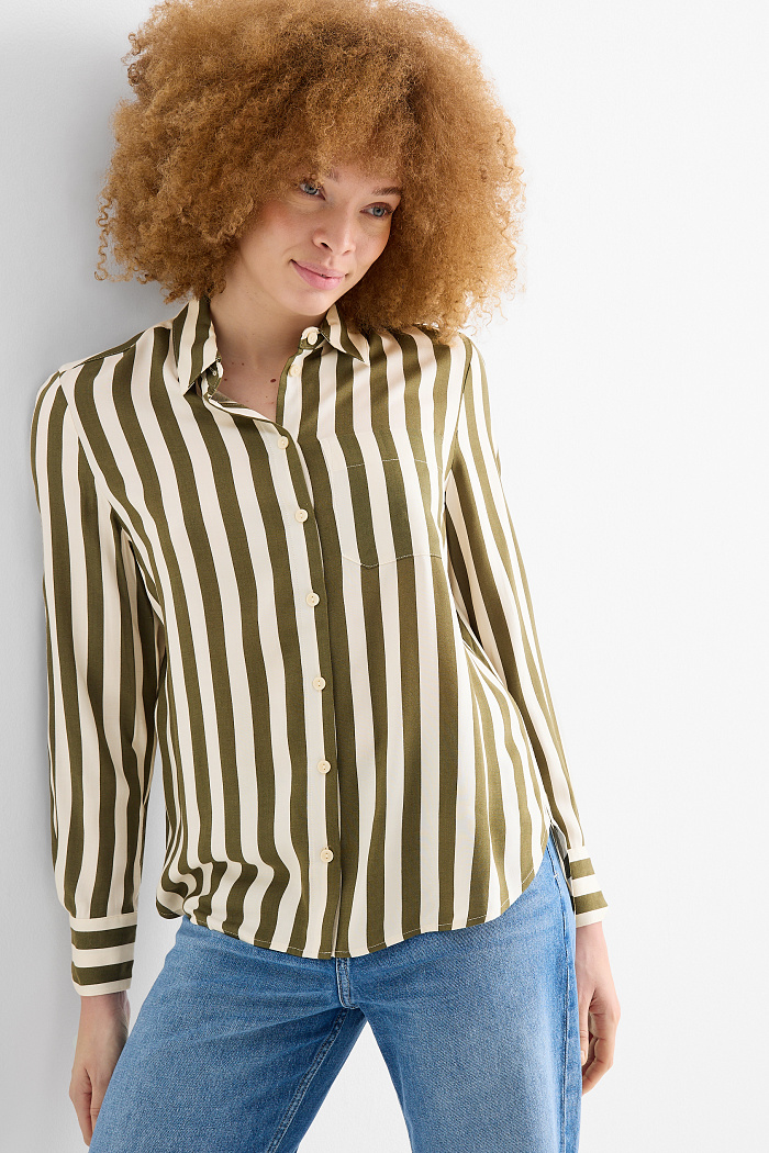 C&A Bluse-gestreift, Grün, Größe: 42