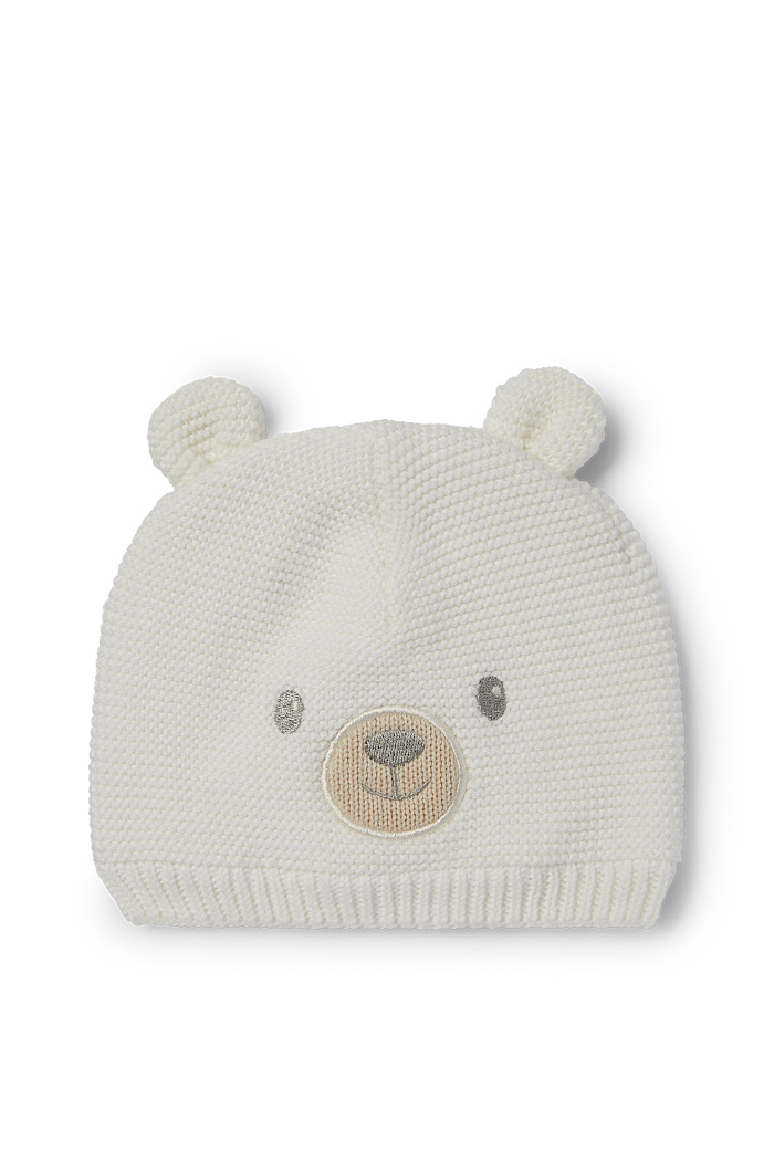 C&A Bärchen-Baby-Mütze, Weiß, Größe: 44-45