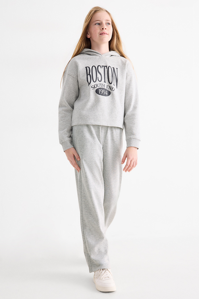 C&A Boston-Set-Hoodie und Jogginghose-2 teilig, Grau, Größe: 128