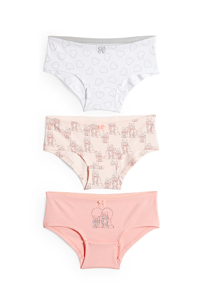 C&A Multipack 3er-Herz und Katze-Boxershorts, Rosa, Größe: 122-128