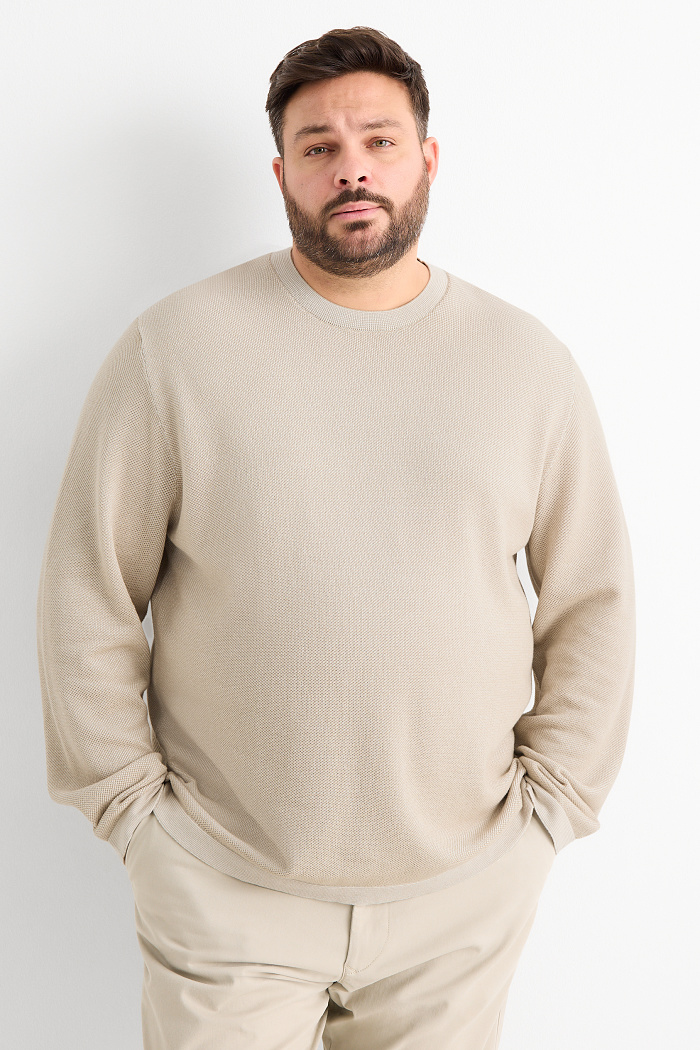 C&A Pullover-strukturiert, Beige, Größe: 6XL