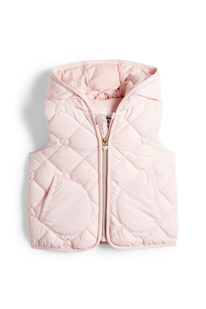 C&A Herzchen-Baby-Steppweste mit Kapuze-wasserabweisend, Rosa, Größe: 92