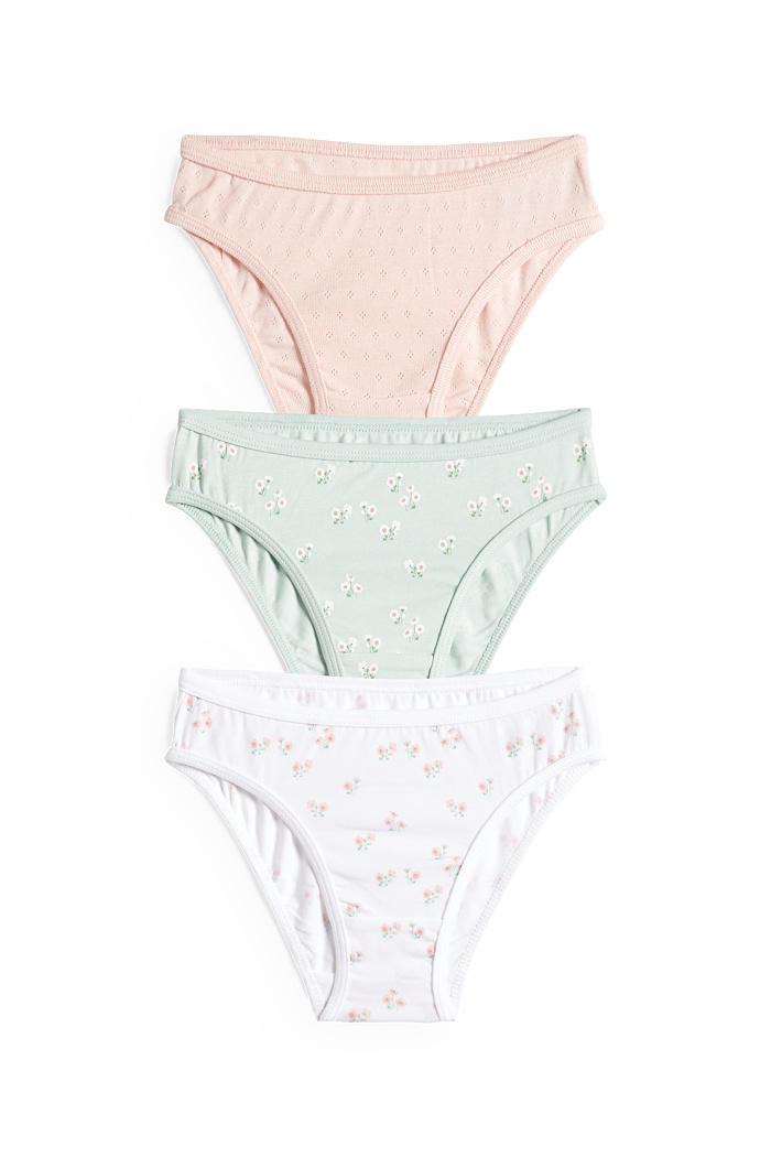 C&A Multipack 3er-Blume-Slip, Grün, Größe: 134-140