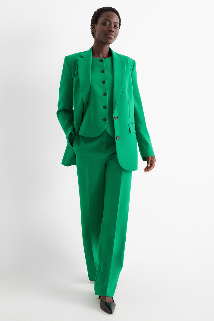C&A Business-Hose-Mid Waist-Regular Fit, Grün, Größe: 34