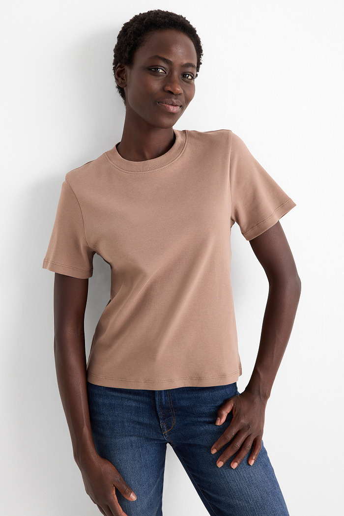 C&A T-Shirt-Slim Fit, Braun, Größe: 2XL