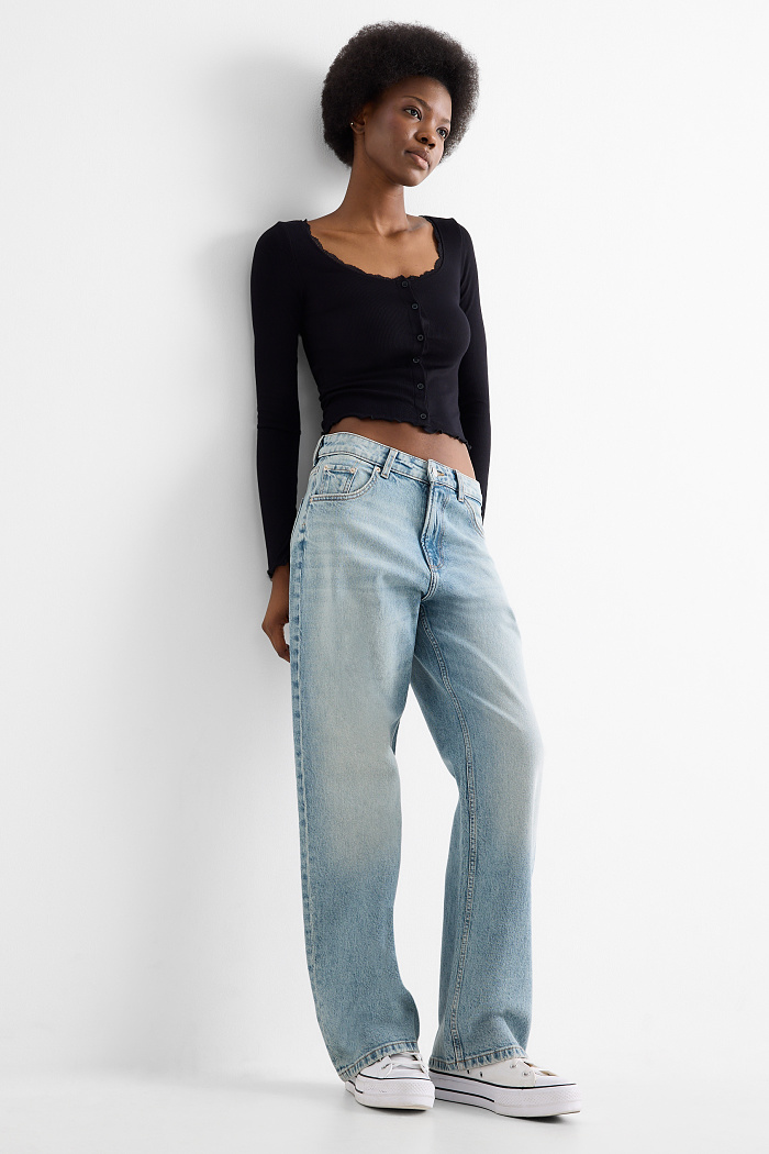 C&A Baggy Jeans-Mid Waist, Blau, Größe: 36