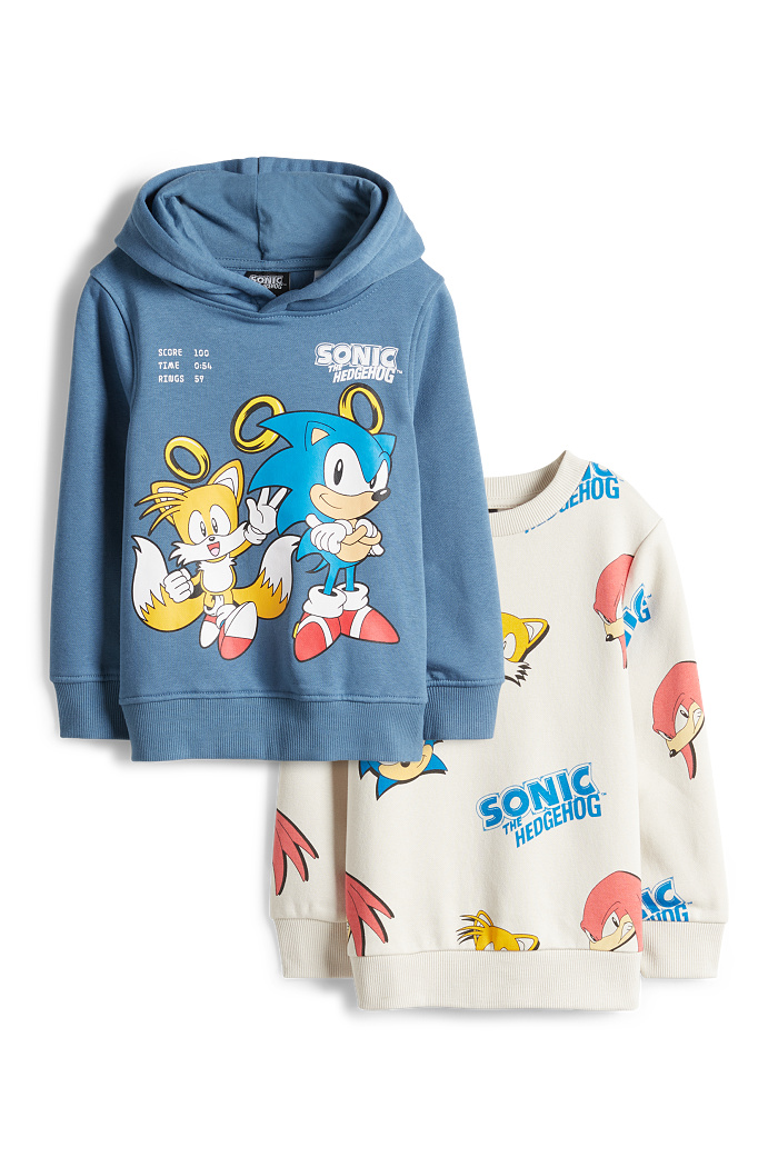 C&A Multipack 2er-Sonic-Hoodie und Sweatshirt, Blau, Größe: 110