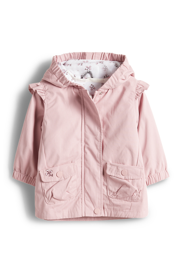 C&A Blümchen-2-in-1-Baby-Jacke mit Kapuze, Weiß, Größe: 98