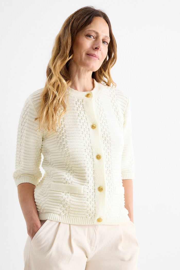 C&A Strickjacke-strukturiert, Weiß, Größe: M
