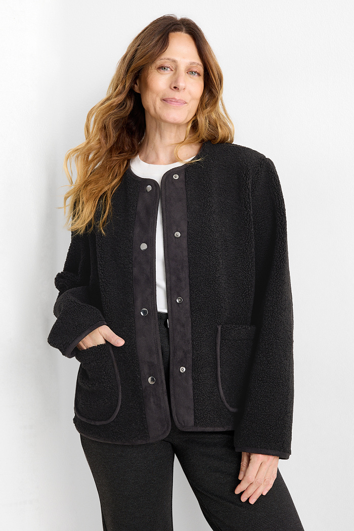 C&A Teddy-Jacke, Schwarz, Größe: 40