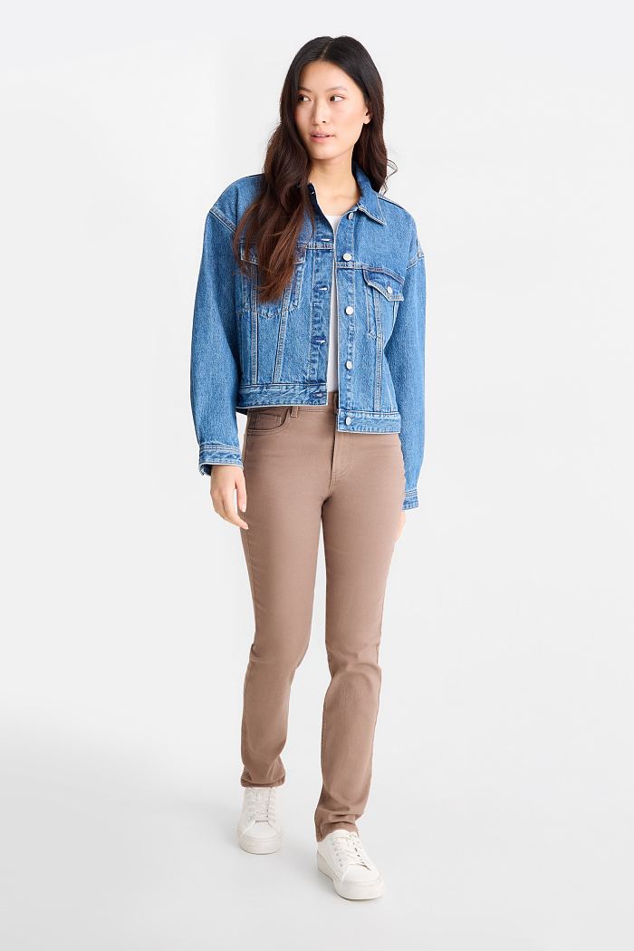 C&A Stoffhose-High Waist-Slim Fit, Braun, Größe: 46